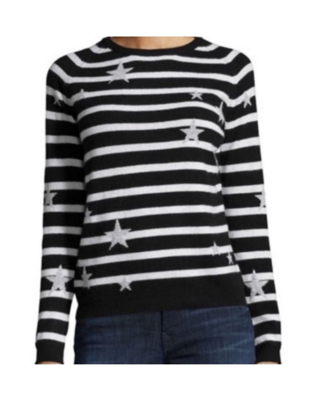 PHILOSOPHY 100% Cashmere Striped Star Sweater Size Medium